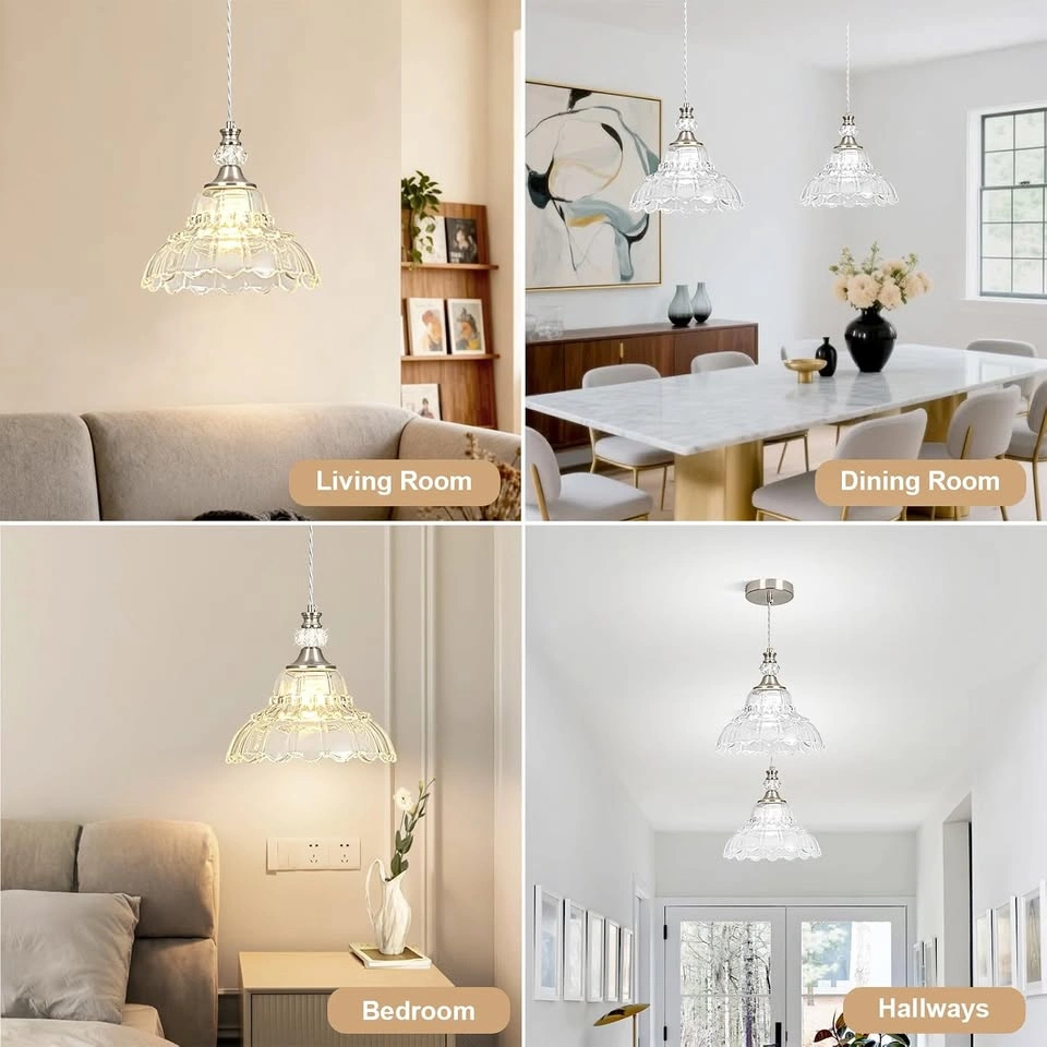 Chandelier moderne en nickel et verre en forme de fleur - photo 4