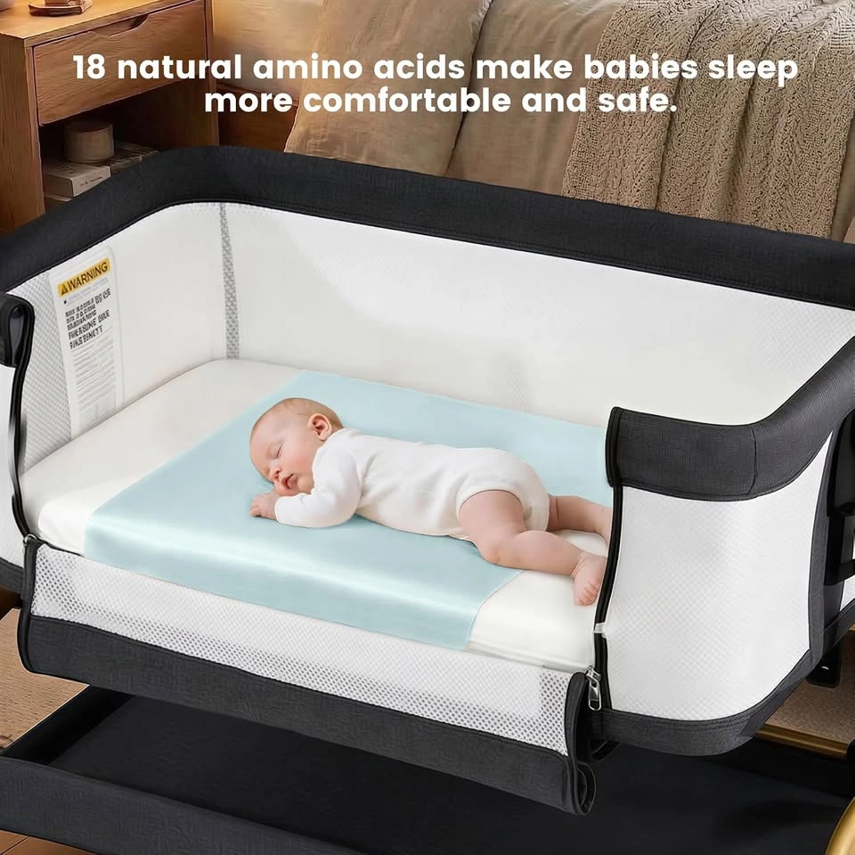 Drap de soie de mûrier pour matelas de moïse bleu pâle - photo 2