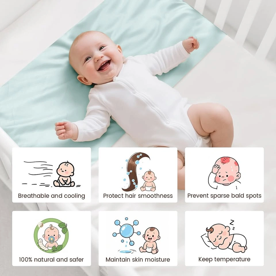 Drap de soie de mûrier pour matelas de moïse bleu pâle - photo 3