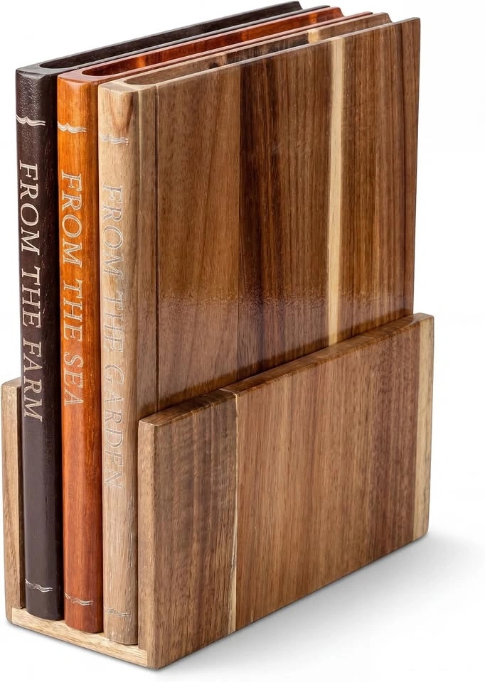 Ensemble de 3 planches à découper style livres en acacia - photo 3