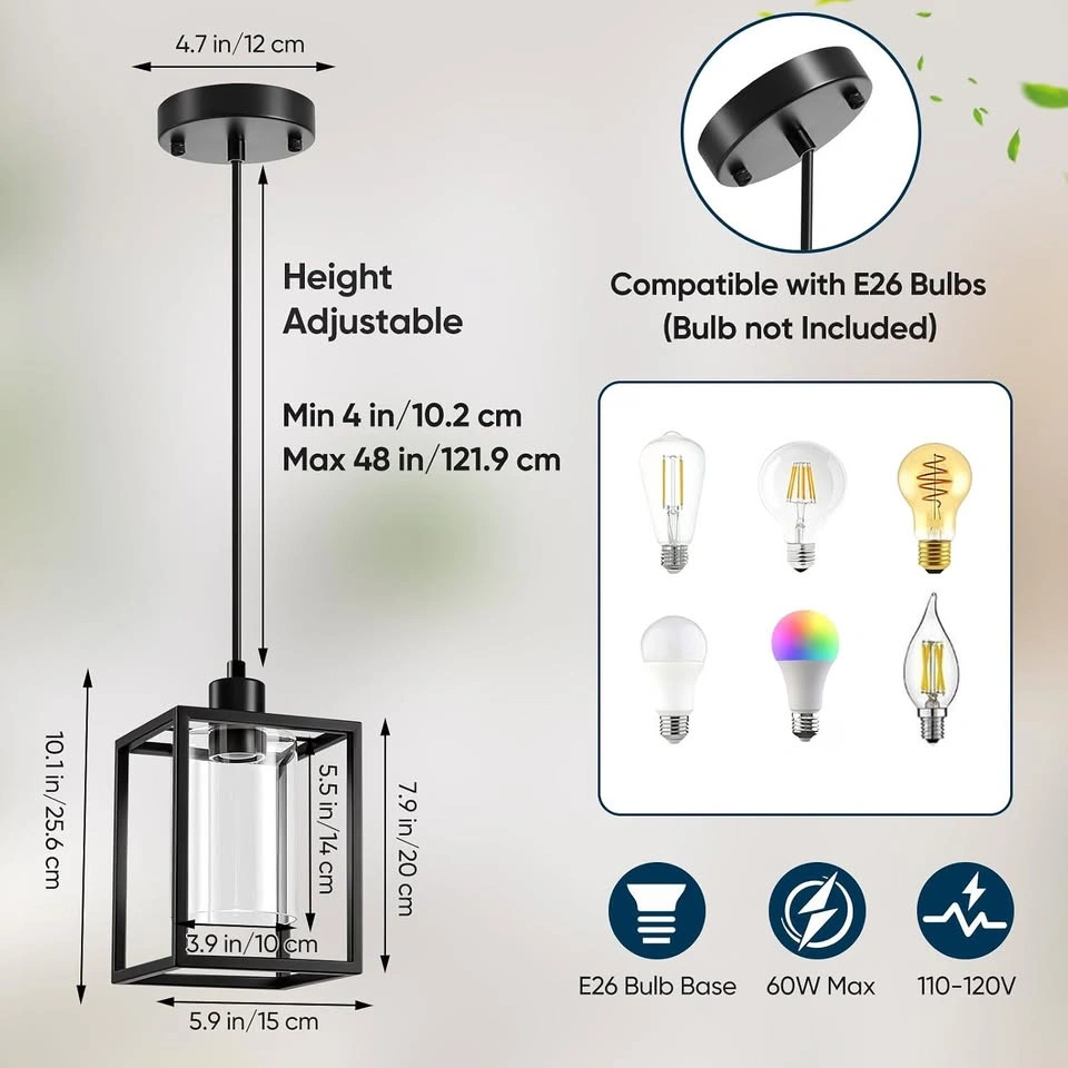 Paire de luminaires suspendus noirs en métal et verre - photo 4