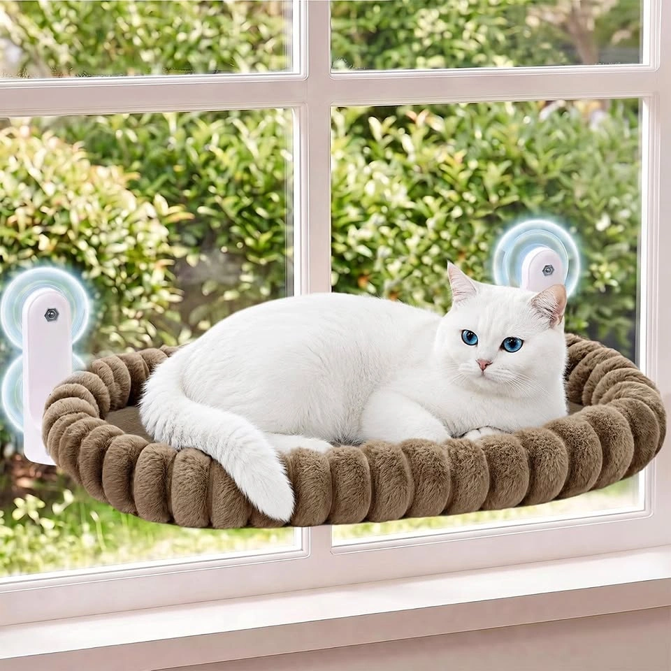 Lit de fenêtre suspendu pour chat en fausse fourrure et velours