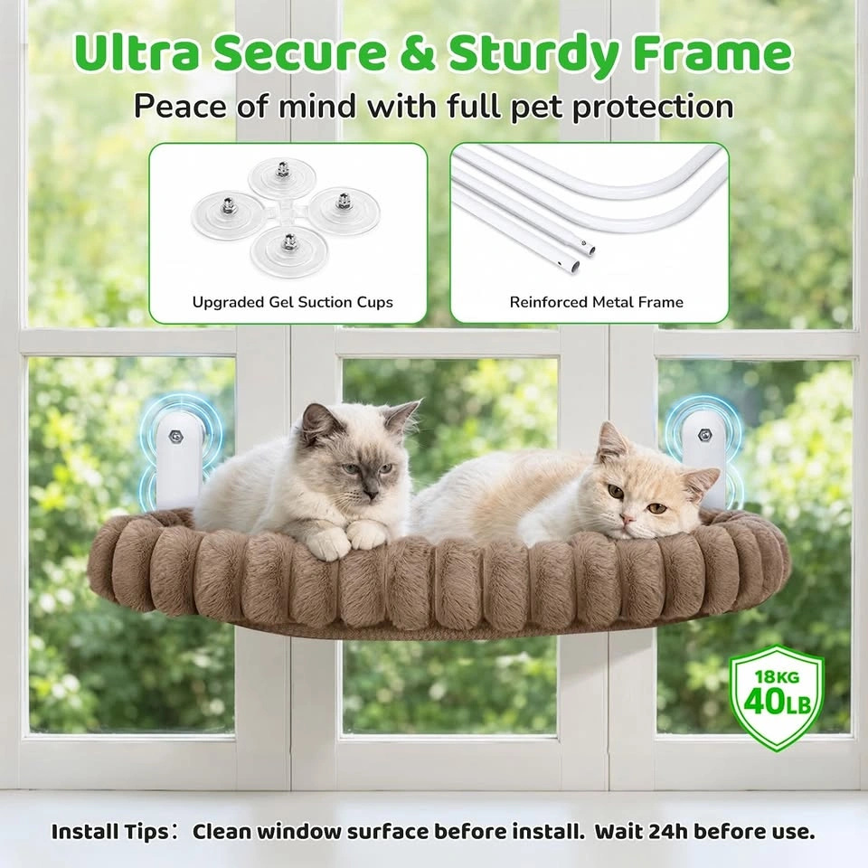 Lit de fenêtre suspendu pour chat en fausse fourrure et velours - photo 2