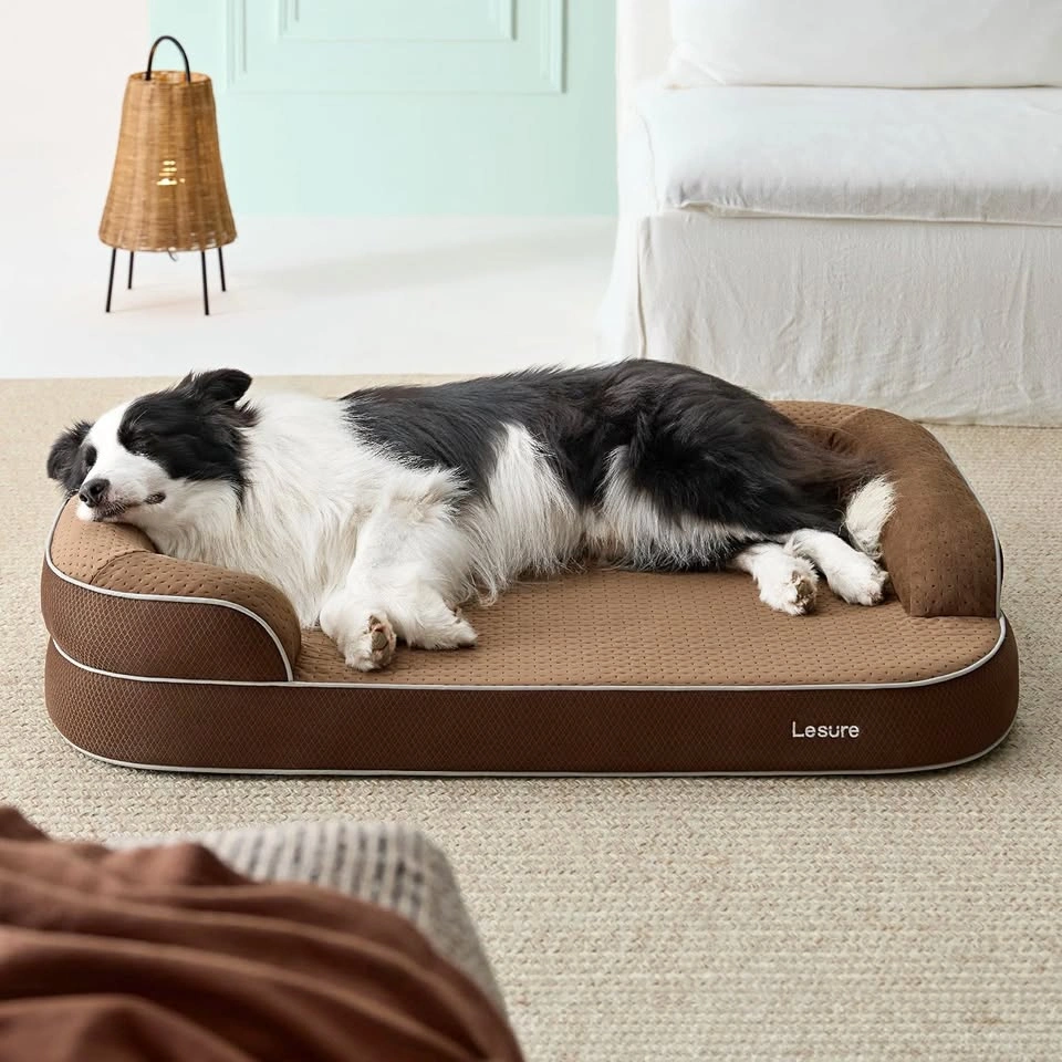 Lit orthopédique brun pour grand chien de 42 pouces