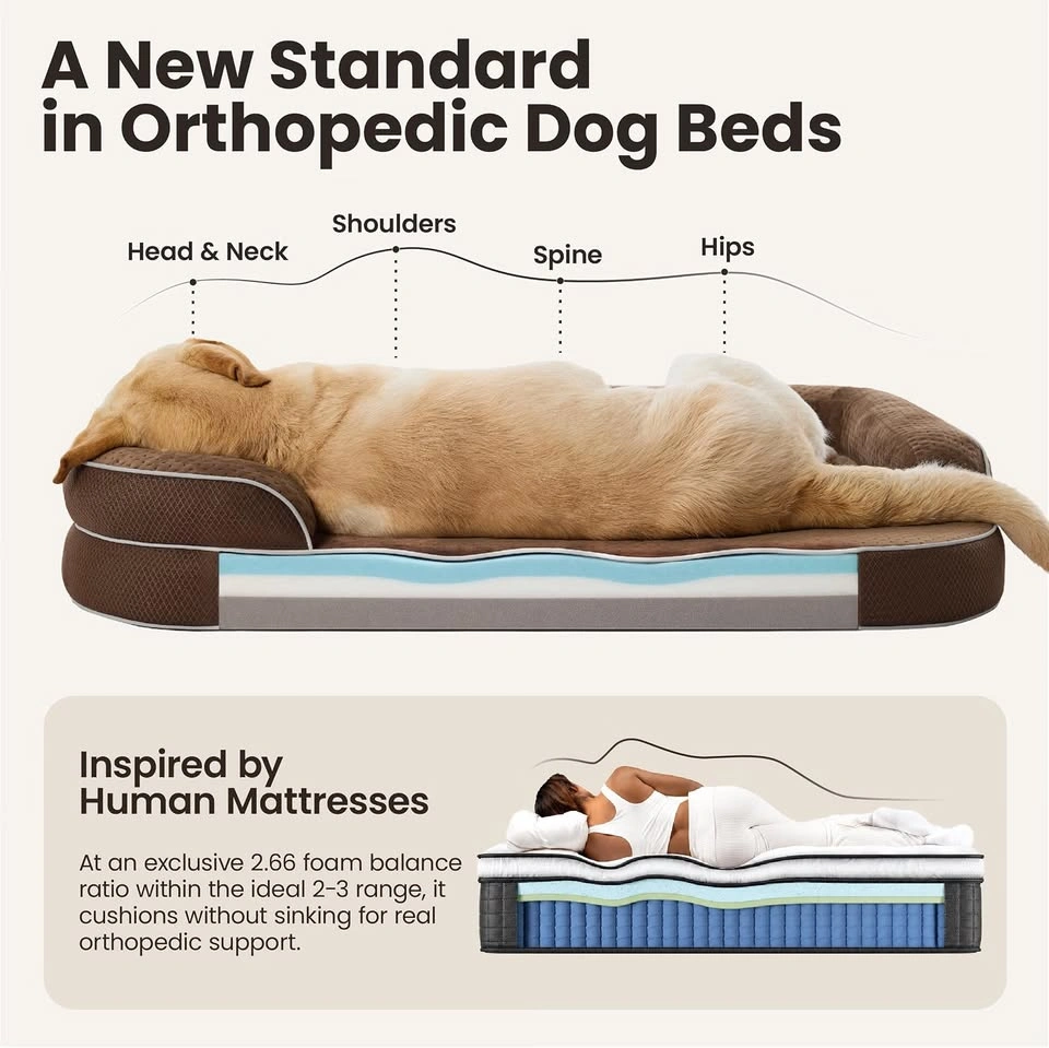 Lit orthopédique brun pour grand chien de 42 pouces - photo 2