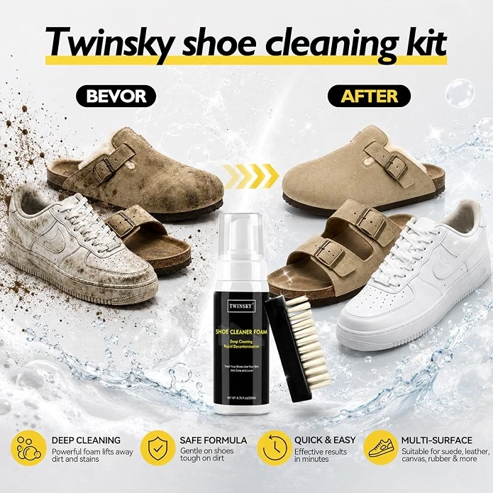Nécessaire de nettoyage pour souliers avec mousse et brosses - photo 2