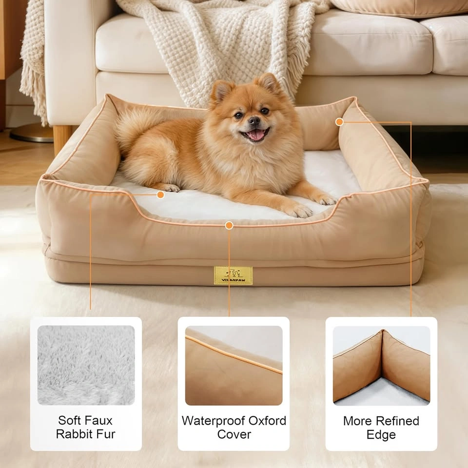 Lit orthopédique pour chien lavable beige 77x63 cm - photo 3