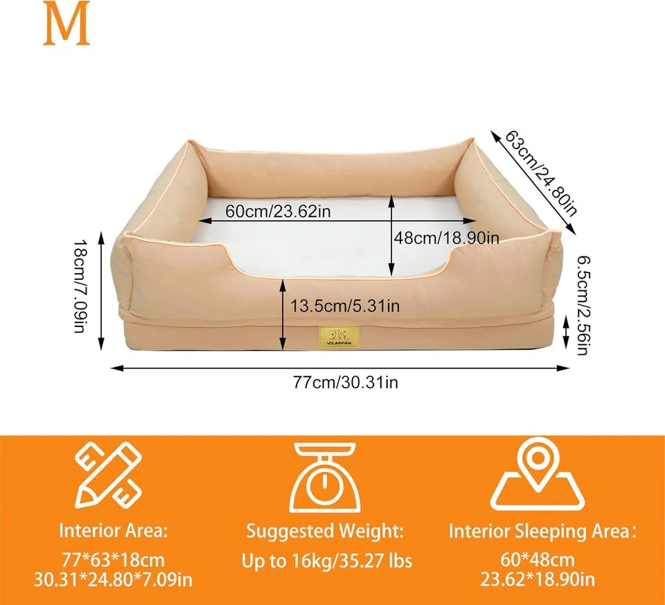 Lit orthopédique pour chien lavable beige 77x63 cm - photo 4