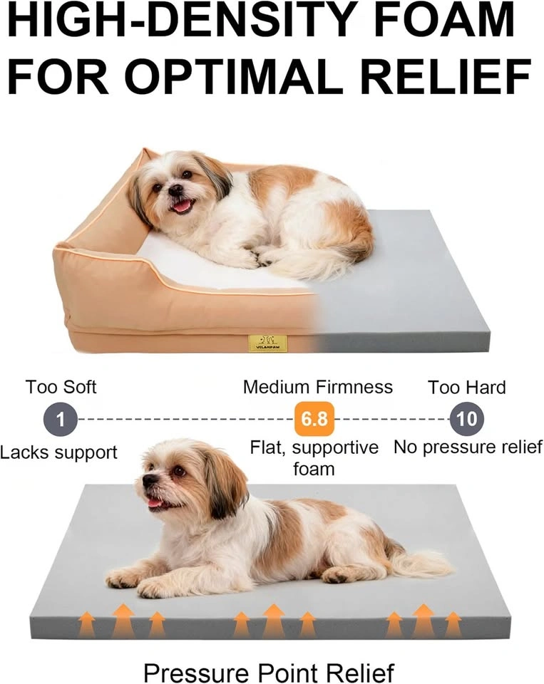 Lit orthopédique pour chien lavable beige 77x63 cm - photo 5