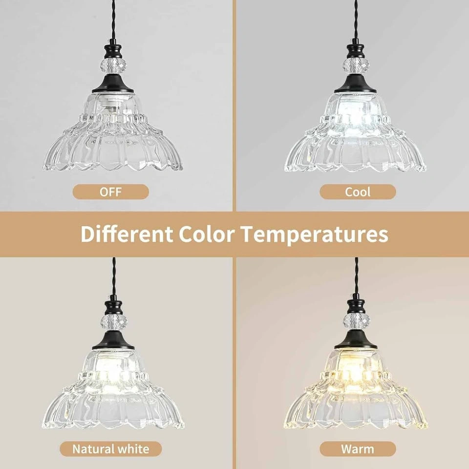 Lustre suspendu en verre floral - photo 3