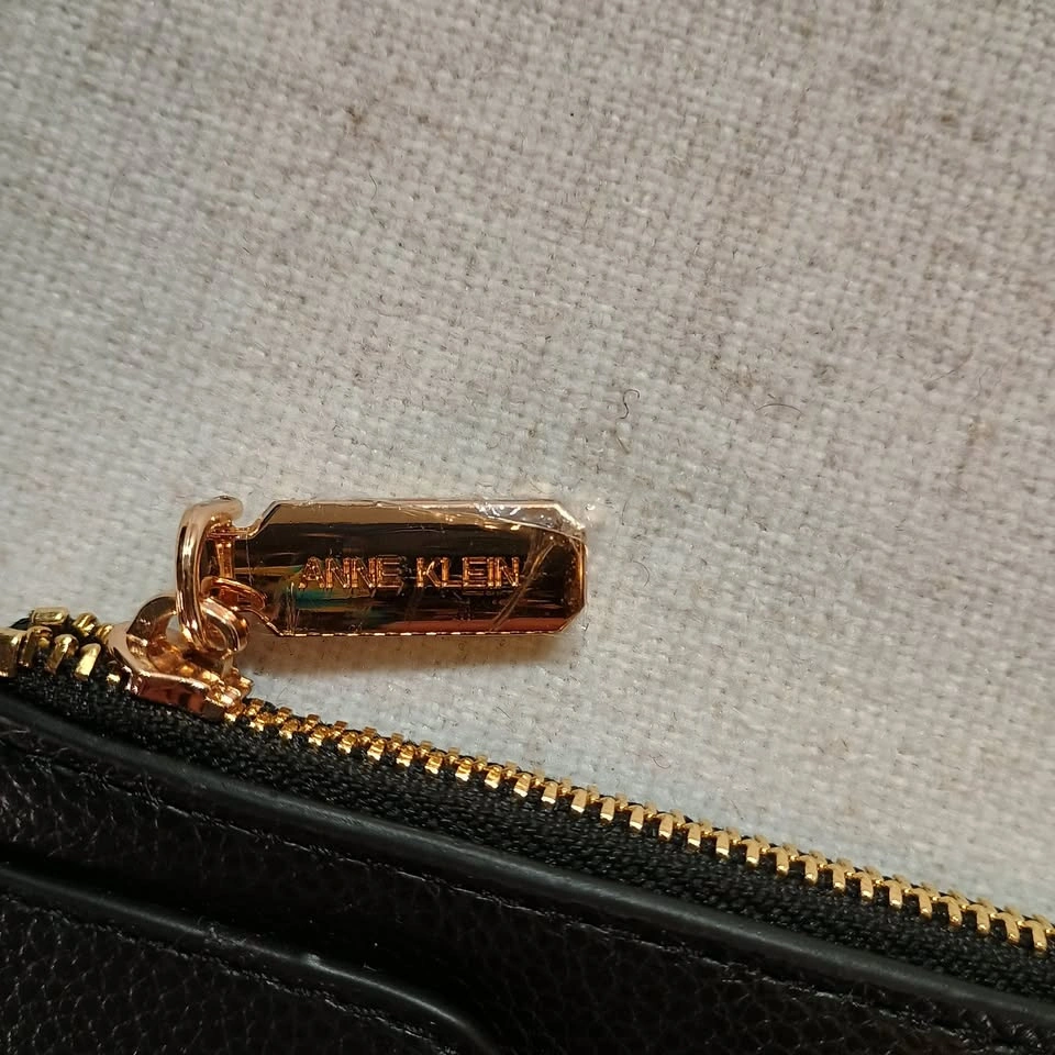 Anne Klein Black Faux Leather Wristlet Pouch Clutch Wallet - photo 3