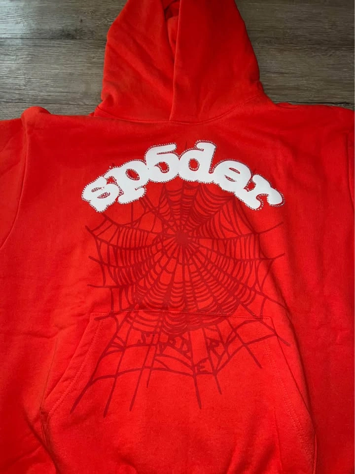 Sp5der Worldwide Rhinestone Hoodie Red - photo 5