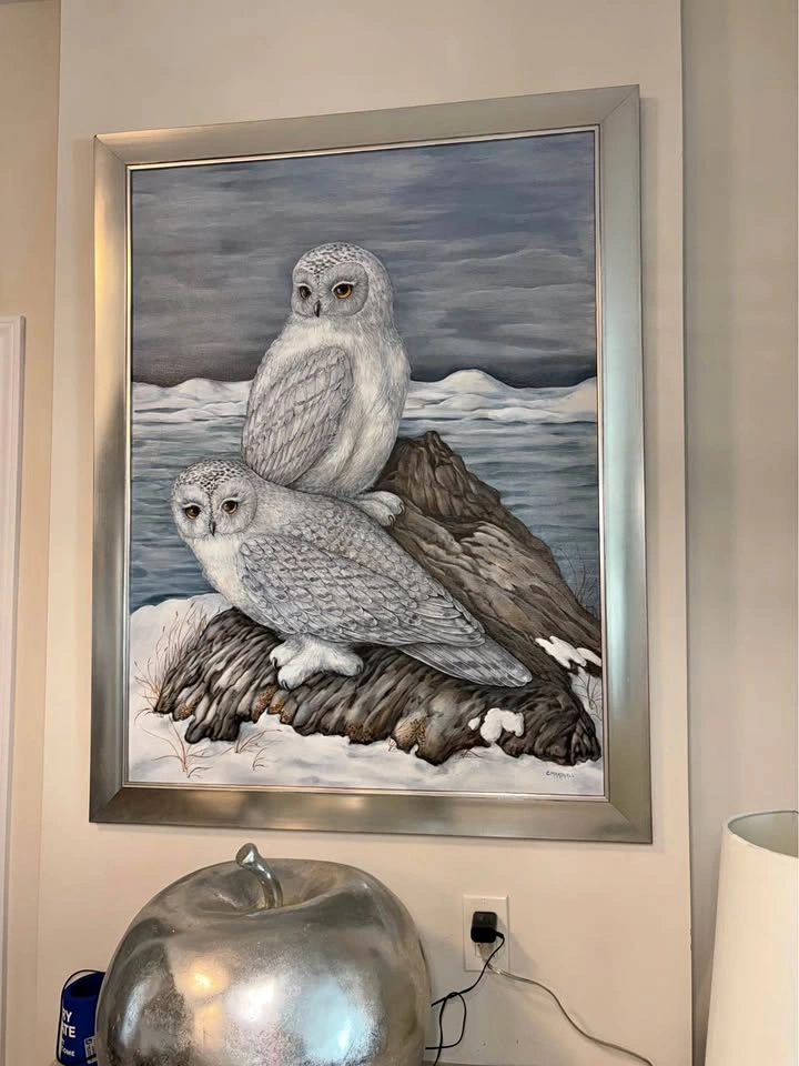 Christine Marshall owl oil painting