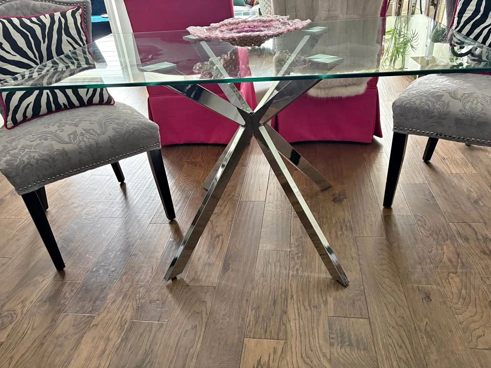 Glass Top Dining Table with Chrome Base