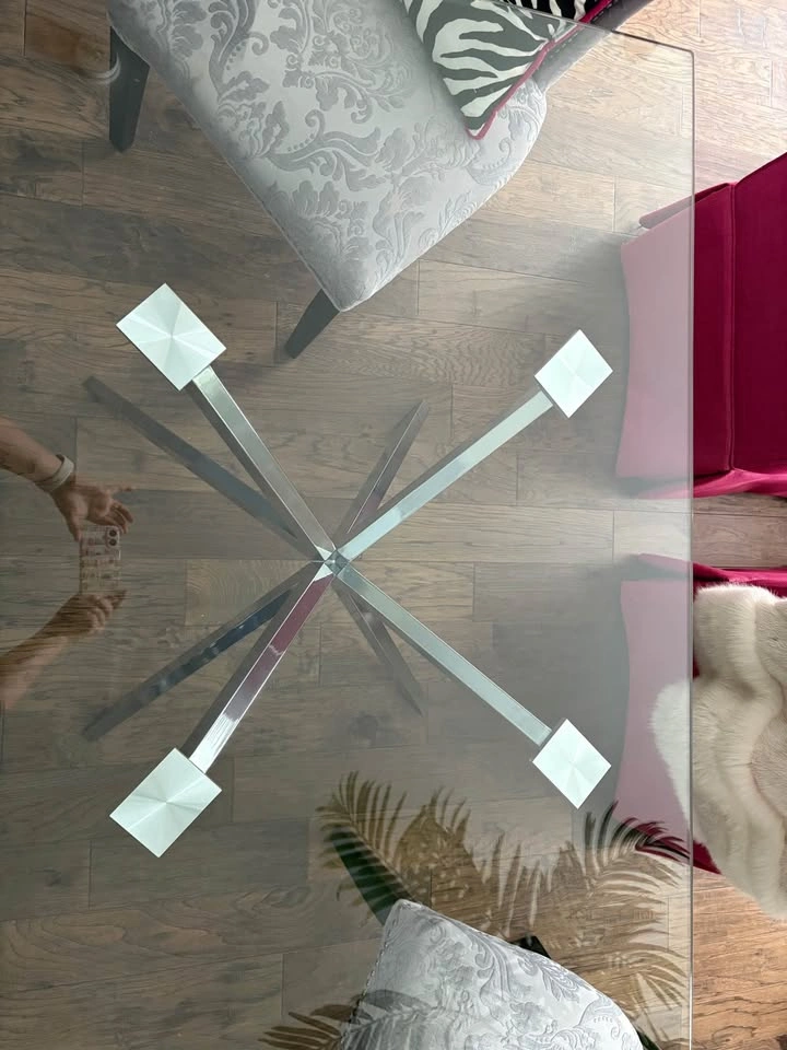 Glass Top Dining Table with Chrome Base - photo 3
