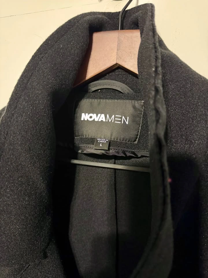 Black Double-Breasted Overcoat - photo 2