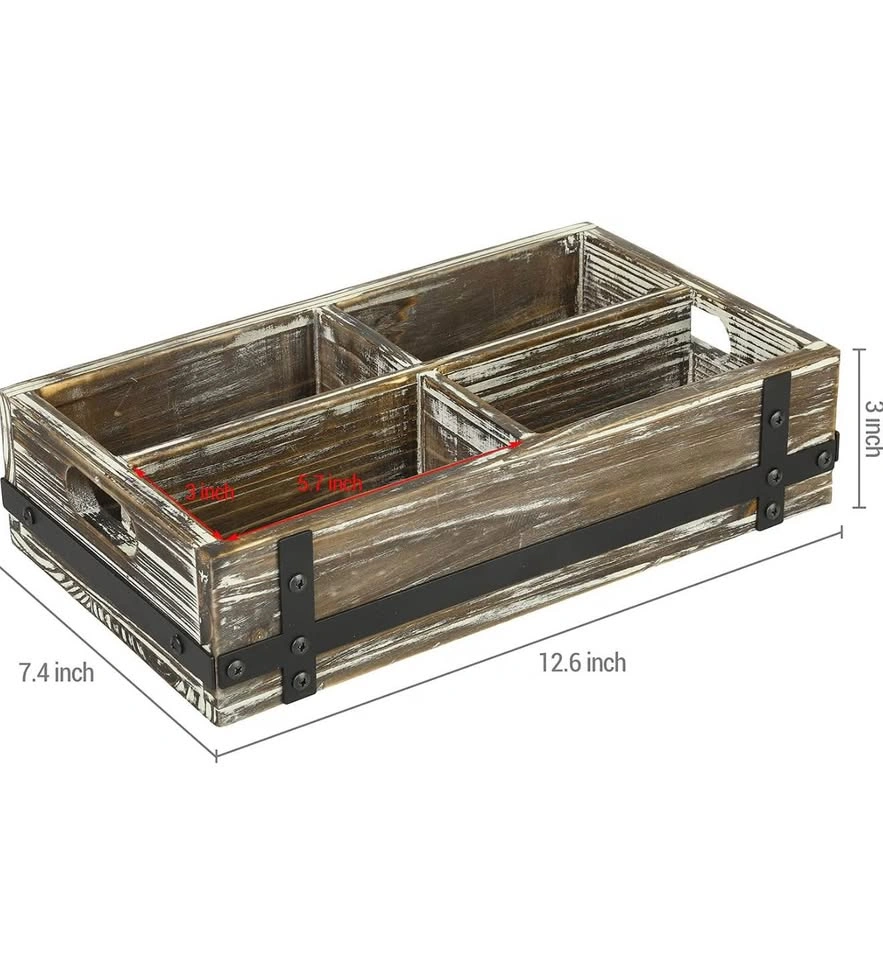 Rustic Wooden Cassette Tape Storage Crate - photo 3