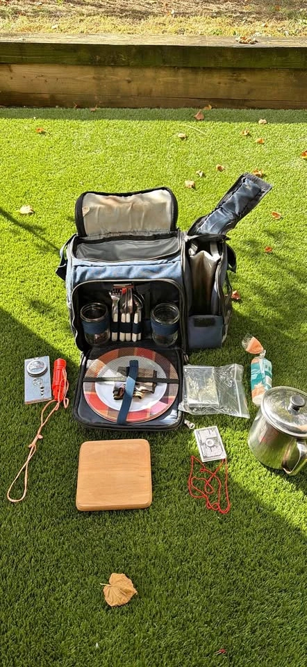 Picnic Backpack Set with Cooler Compartment