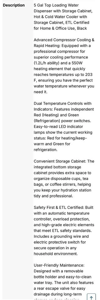 5 Gal Top Loading Hot & Cold Water Dispenser with Storage Cabine - photo 3