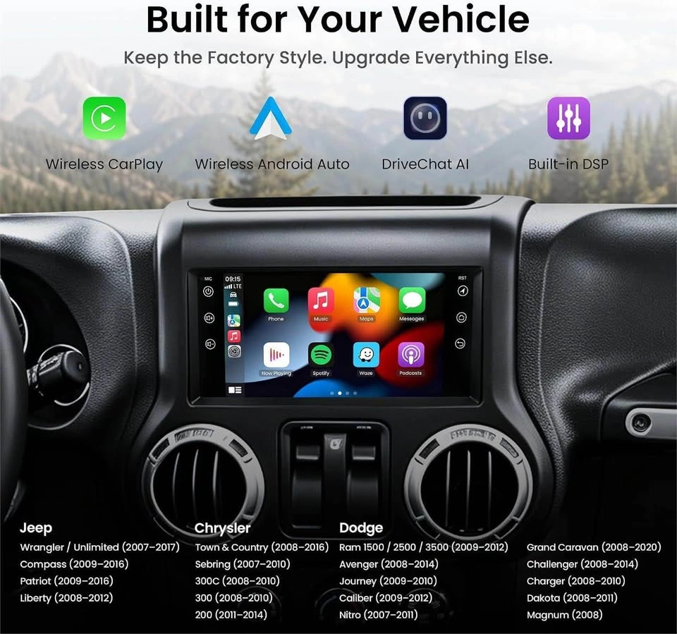 Wireless CarPlay Android Auto Car Stereo for Jeep Chrysler Dodge - photo 4