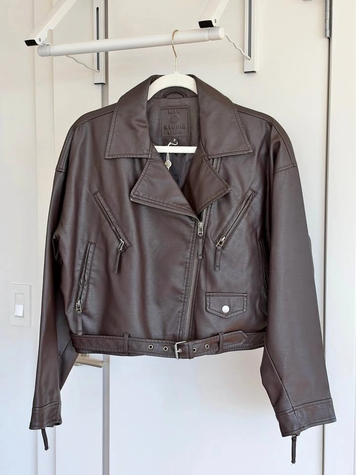 BNWT Max Studio Brown faux leather jacket