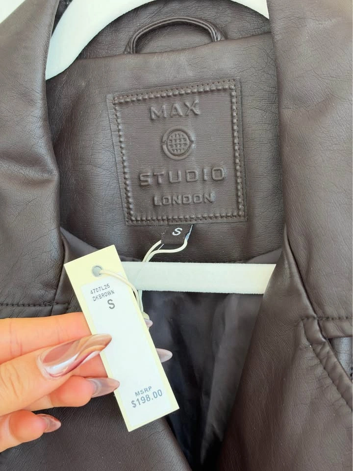 BNWT Max Studio Brown faux leather jacket - photo 3