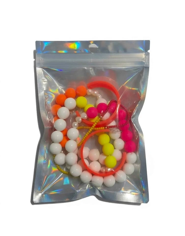 Handmade Neon Beaded Jewelry Set with Hoop Earrings - photo 2