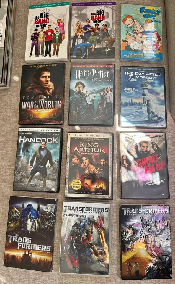 13 DVD Movie & TV Collection – Transformers, Big Bang Theory