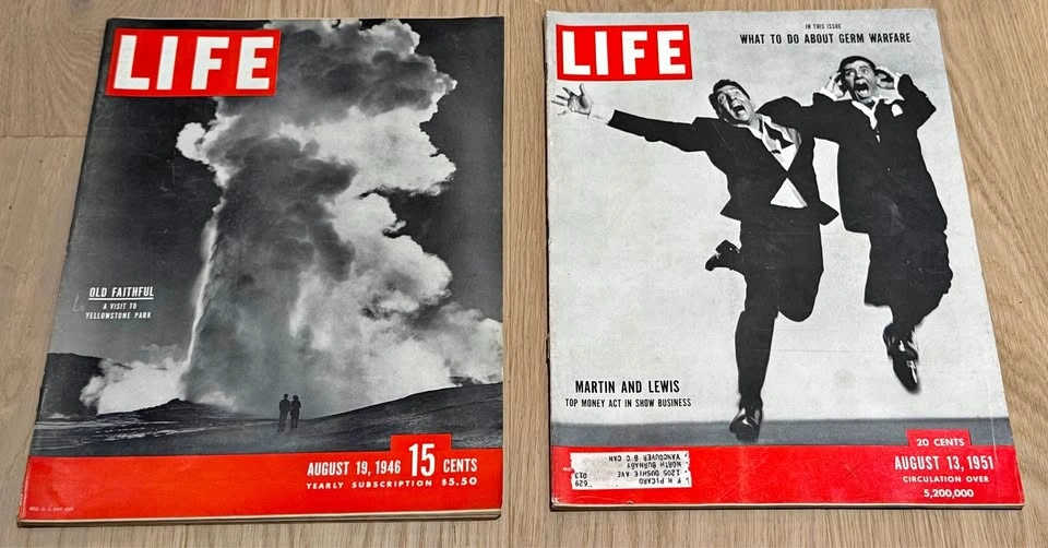 Vintage LIFE Magazines (1946 & 1951) - Yellowstone & Martin & Le