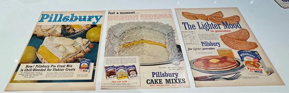 Vintage Pillsbury Advertising Lot – 1950s Magazine Ads