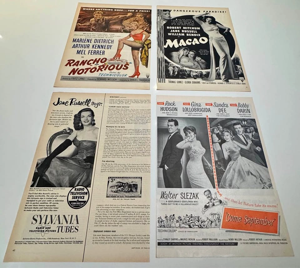 Vintage 1950s Hollywood Movie Advertisement Lot