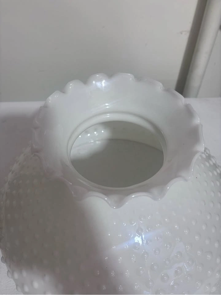 Vintage white Milkglass hobnail hurricane lampshade 12” - photo 2