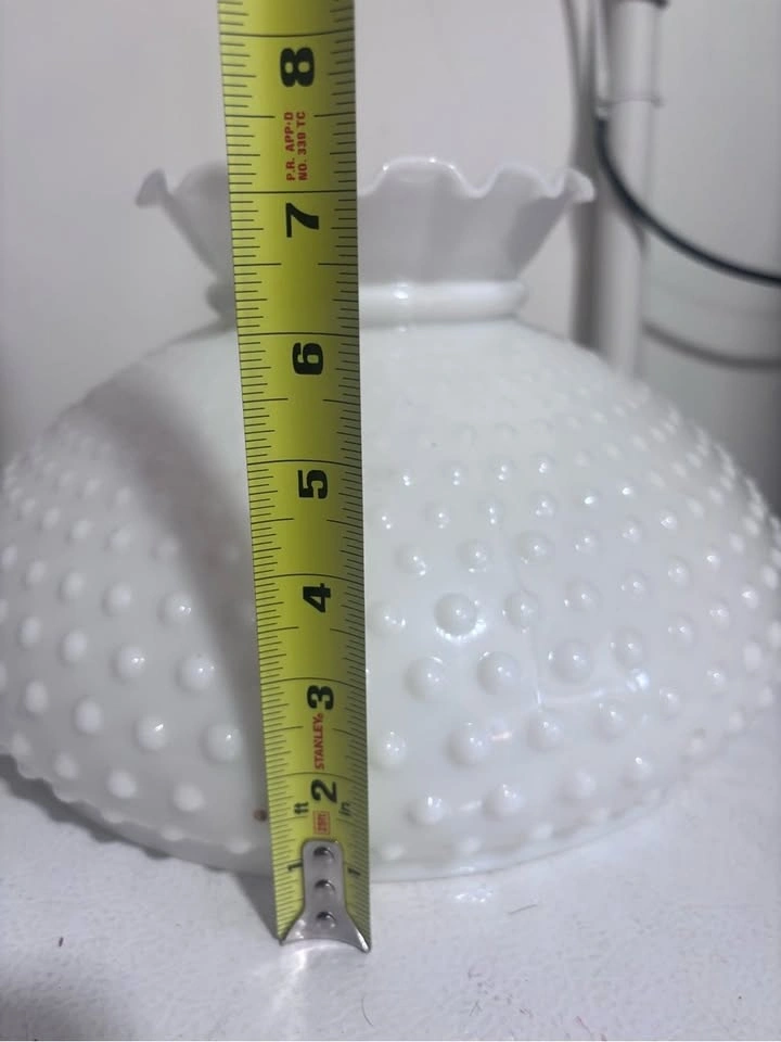 Vintage white Milkglass hobnail hurricane lampshade 12” - photo 3
