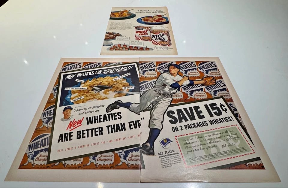 Vintage Wheaties & Chex Cereal Advertising Collection (3 Origina