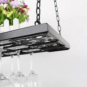 Hanging Iron 24 Wine Glass Rack Storage Stand Suspension image indicator(2)