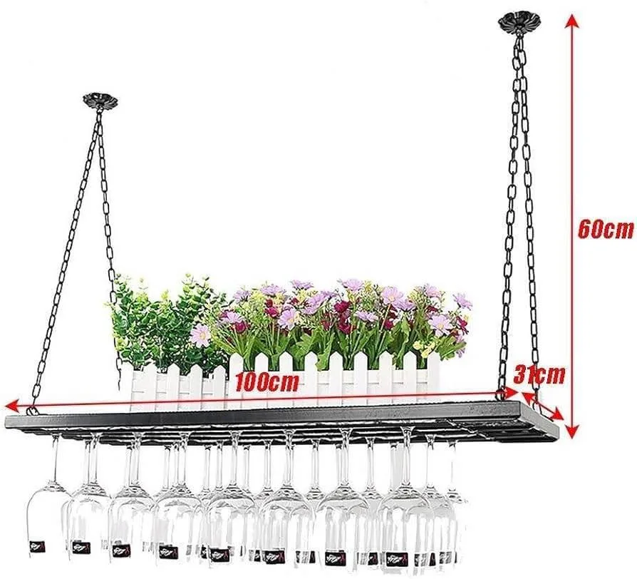 Hanging Iron 24 Wine Glass Rack Storage Stand Suspension image indicator(3)