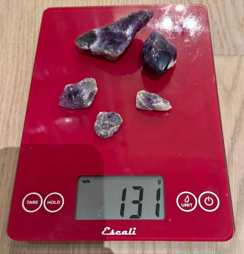 Natural Rough Amethyst Crystal Collection – 5 Pieces – 132g Tota