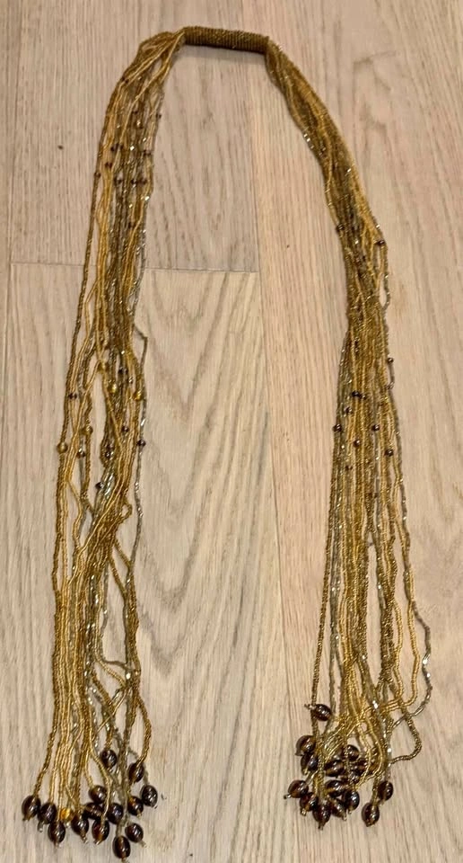 Large Vintage Multi-Strand Amber Beaded Necklace