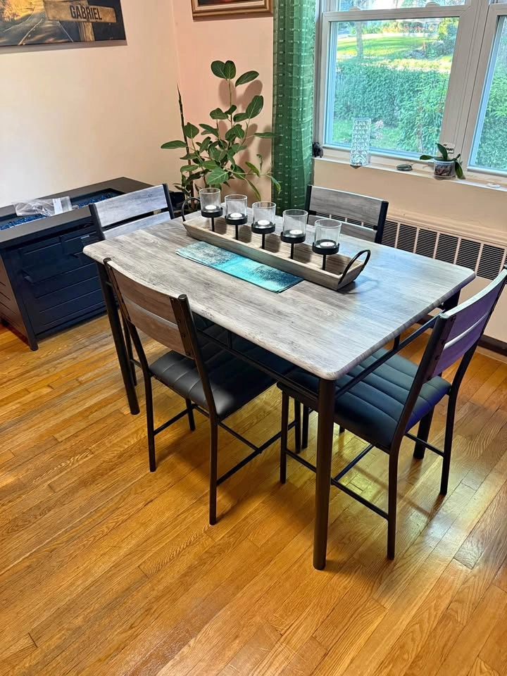 5-Piece Dining Table Set (Grey)