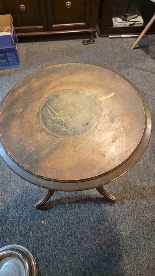 Antique Round Wood Table Ship Design