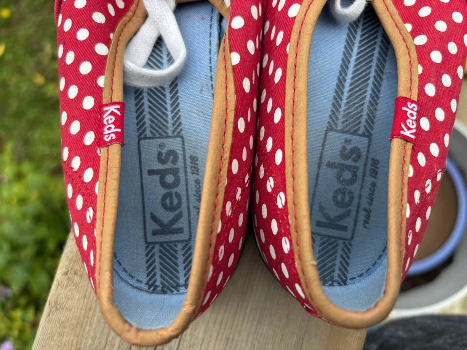 Keds Champion Canvas Red & White Polka Dot Sneakers - Women's 8. - photo 3