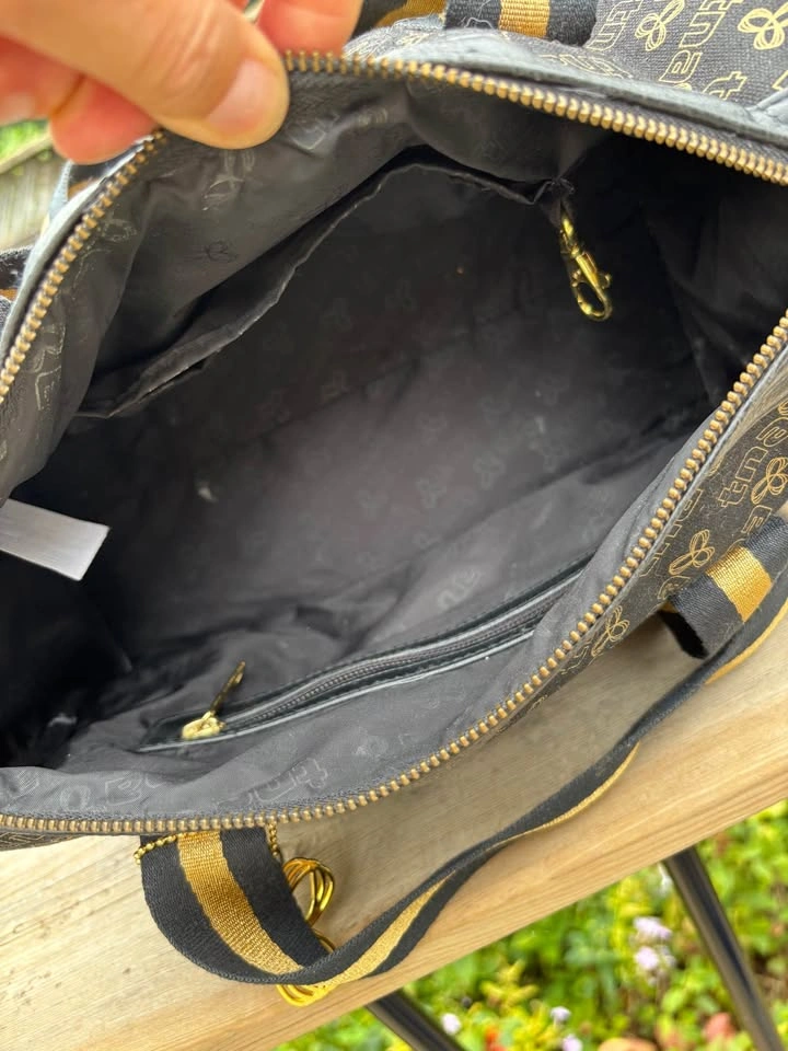 Y2k TNA Black and Gold Monogram Mini Duffle Bag - photo 4
