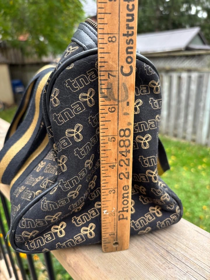 Y2k TNA Black and Gold Monogram Mini Duffle Bag - photo 5
