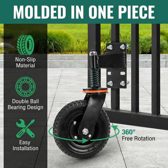 8" Heavy Duty Gate Wheel, 600 Lbs, Suspension, Spring Loaded - photo 2