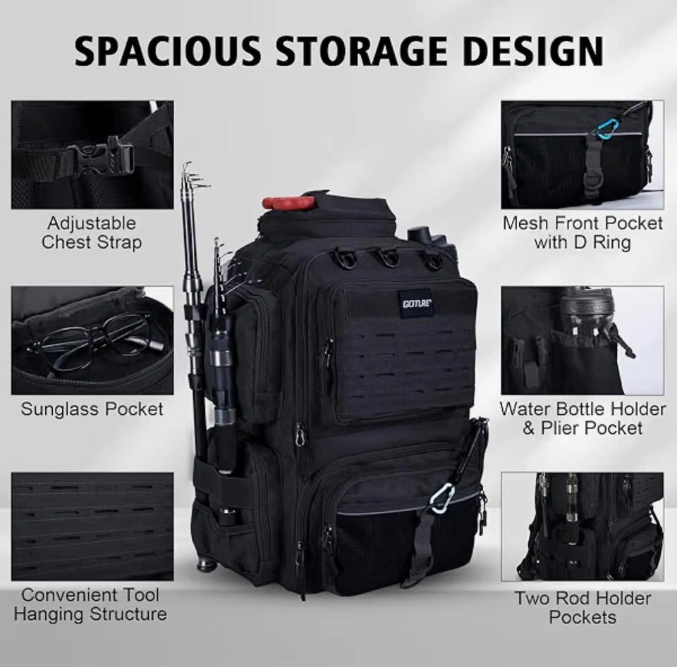 NEW Goture 45L Fishing Backpack 2 Tackle Bag with tackle boxes - photo 4