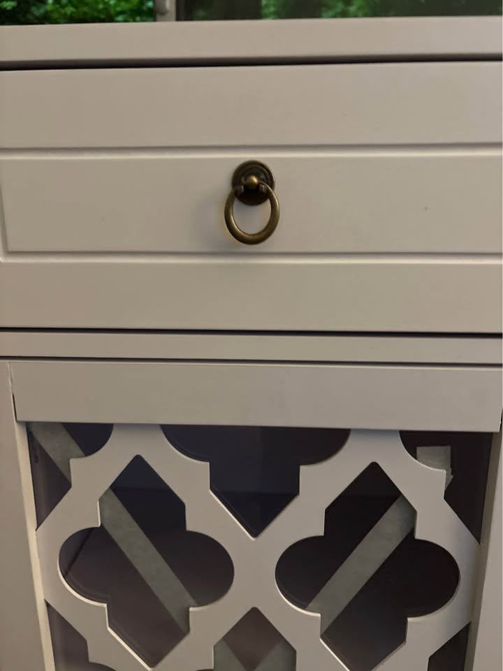 Wooden Accent Table with Storage Drawer and Glass Door - photo 2