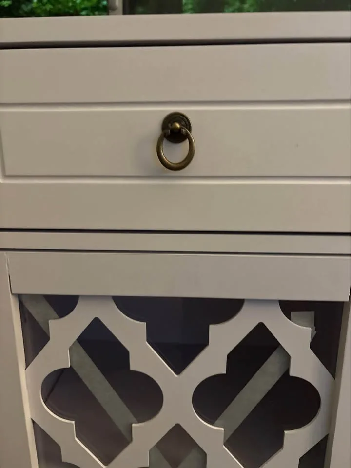 Wooden Accent Table with Storage Drawer and Glass Door image indicator(2)