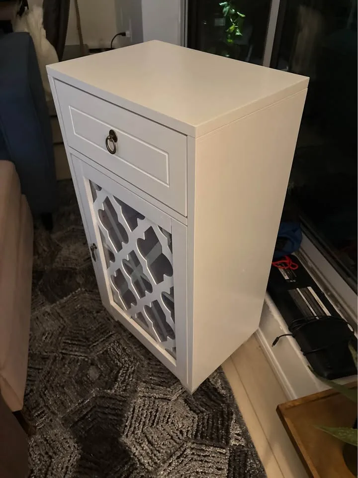 Wooden Accent Table with Storage Drawer and Glass Door image indicator(6)