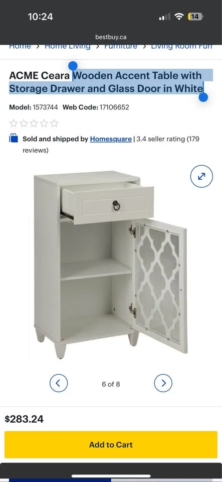 Wooden Accent Table with Storage Drawer and Glass Door image indicator(7)