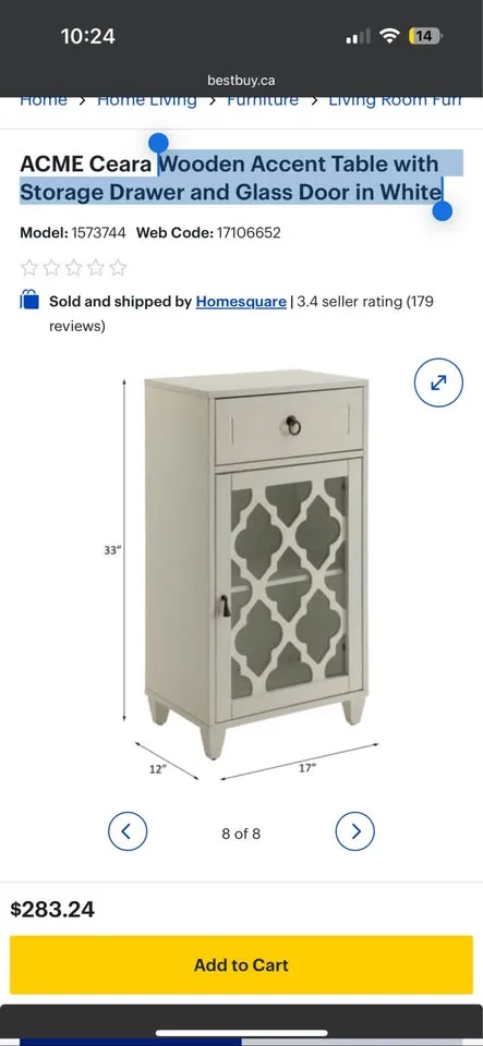 Wooden Accent Table with Storage Drawer and Glass Door image indicator(8)